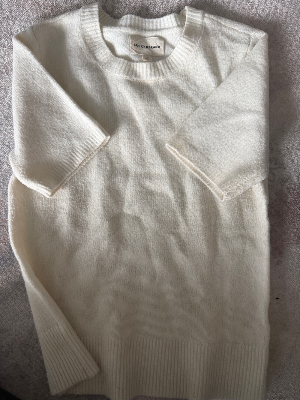 Lucky Brand Cream Scoop Neck Lightweight Sweater